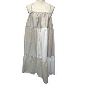 Merlette Salland Patchwork Dress Colorblock Neutral Ruffle White Dove Medium